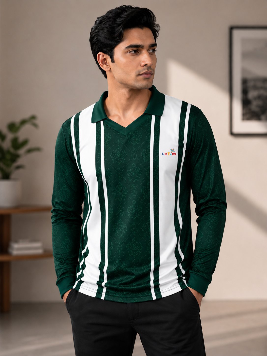 Evergreen Striped Performance Polo Jersey